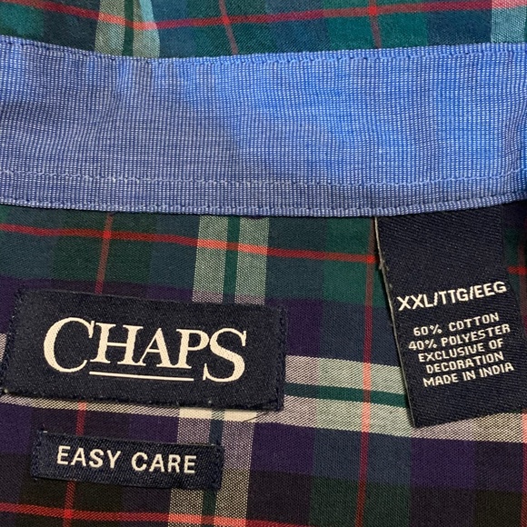 Chaps Men’s XXL Navy/Green Plaid Long Sleeve Shirt - Picture 5 of 6